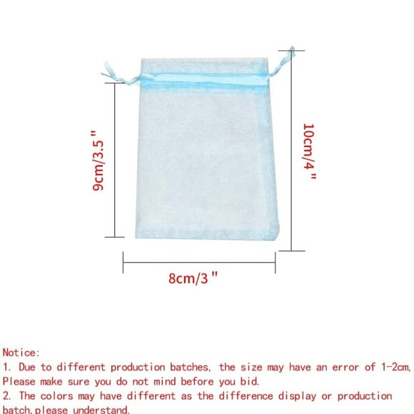⭐️5 for 20⭐️ 10 Light Blue Organza Drawstring Bags 3"x4" - Picture 8 of 8